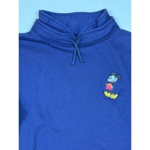 Vintage 1980s Disney Mickey Mouse Blue Mock‎ Neck Sweatshirt Mens LG Made in USA